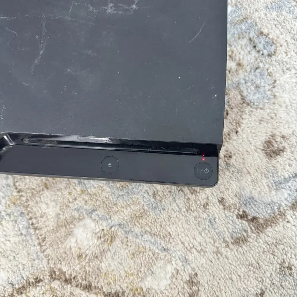 Sony PlayStation 3 Slim Black Console Cech-2001b For Parts Powers On Then Off